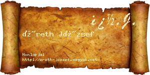 Éreth József névjegykártya